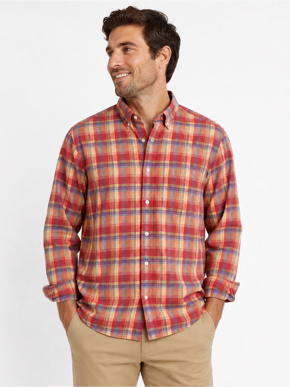 J.Crew Men’s Medium Classic Fit Plaid Shirt 100% Cotton Button Down